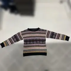 幾何学模様 ニットセーター　M