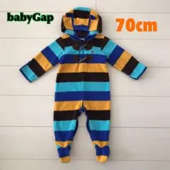 babyGap 70 ロンパース カバーオール フリース ボーダー 防寒 春 秋