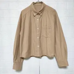 GU ジーユー (S)　オックスフォード クロップドシャツ