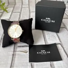 COACH マルチカラー レザーストラップ 時計　美品