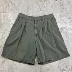 Eddie Bauer　タックチノショーツ　W31　グリーン系　古着のサムネイル
