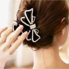ビジューリボン ヘアクリップ バンスクリップ バレッタ 髪留め 韓国