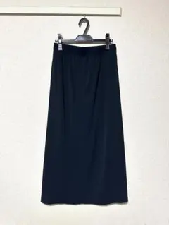 GU　リブナロースリットロングスカート　ブラック