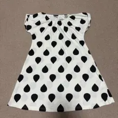 キッズ 半袖 ワンピース 130cm ドット柄