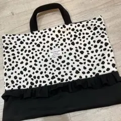 1578 レッスンバッグ ドット 女の子 グレー 水玉 フリル ハンドメイド