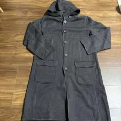 フード付きダークグレーウールコート　リバーシブル