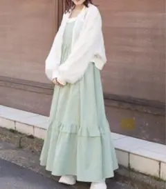 w closet ギンガムフリルティアードキャミワンピース