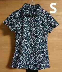 美品 キャロウェイ☆ポロシャツ S 花柄 半袖 濃紺 Callaway ゴルフ