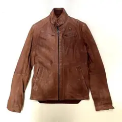 G-STAR RAW ブラウンレザーシングルライダースジャケット