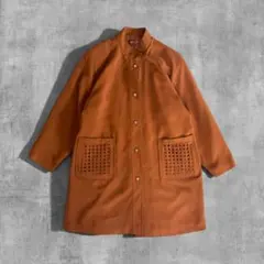 VINTAGE スタンドカラーコート レトロコート キャメルオレンジ Mのサムネイル