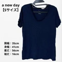ネイビー クルーネックTシャツ　【S】 シンプル　無地　半袖　カジュアル　古着