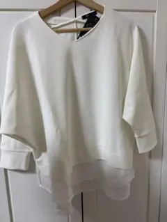 ホワイト Vネック 五分袖 シャツ