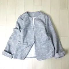 POURVOUS ノーカラージャケット ツイードジャケット XL 大きいサイズ