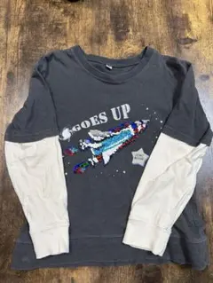 長袖Tシャツ　ロンT 重ね着風　ロケットスパンコール　120