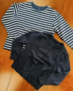 新品２枚セット⭐︎ユニクロ　長袖カーディガン＆カットソー　ネイビー　120cm