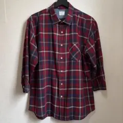 BACK NUMBER チェック柄七分袖シャツ レッド系 XL【ユニセックス】のサムネイル