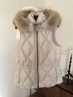 Coach ベージュ キルティング ベスト ファー付き