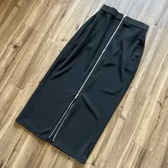 GU ブラック タイトスカート M フロントジッパーロングスカートmoussy