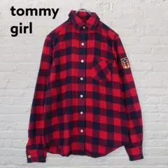 tommy girl チェックシャツ M レッド×ネイビー 綿100%