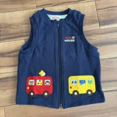 ミキハウス ネイビー 車刺繍 ベスト　90