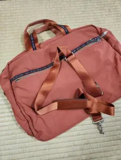 オレンジブラウン　ナイロンボストンバッグ