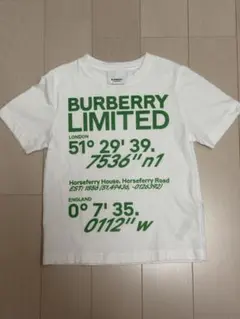 【BURBERRY/バーバリー】 半袖 緑ロゴ白Tシャツ 4Y104cm