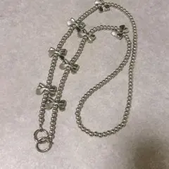 スマホストラップチェーン シルバー リボン