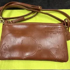 スヌーピー　型押しポシェット　ブラウン
