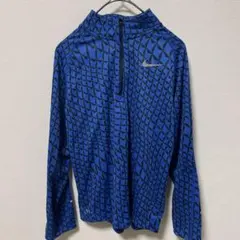 美品ナイキ 【M】 ハーフジップ 長袖 青黒ランニングジョギングDRI-FIT