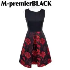 【美品】M-premier BLACK ノースリーブワンピース 38 花柄フレア