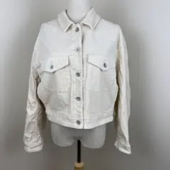 【ユニクロUNIQLO】アイボリー コーデュロイ クロップドジャケット　サイズM