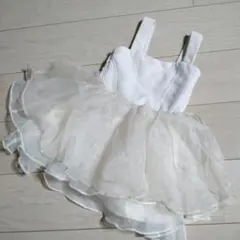 ホワイトクリーム色 フリルドレス スリーブレス