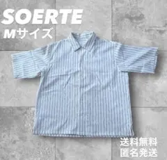 SOERTE 半袖シャツ ストライプ Mサイズ　白　送料無料　即時発送のサムネイル
