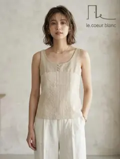 le.coeur blanc ノースリーブブラウス 38 ルクールブランリネン混 