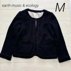ノーカラージャケット　ネイビー　M フォーマル　ツイード