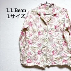 【L】 L.L.Bean 花柄 長袖 シャツ トップス 総柄 ビンテージ 古着