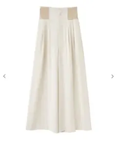 25SS／ココディール☆コルセットリブワイドパンツ フォーマル ハイウエスト 白