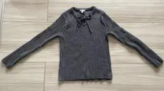ユニクロ　UNIQLO ダークグレー　リブタイネックセーター　ニット　S