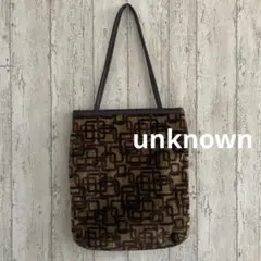 【昭和レトロ】日本製　レトロ柄　ハンドバッグ　トートバッグ　ベロア調