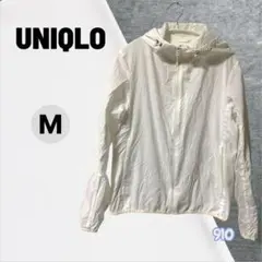 UNIQLO ナイロンパーカー 白 M フード付 軽量