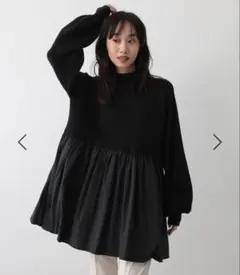 FOUND GOOD 布切り替えニットチュニック