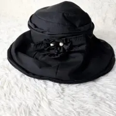 TO BE CHIC トゥービーシック　リボン付きハット　ブラック　三陽商会