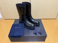 PRADA ブラッシュドレザーミッドカーフブーツ 9 28cm ブラック