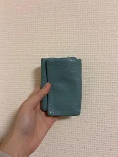 レザー製キーケース 青緑色
