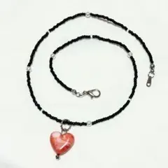 ハンドメイド　2way パールハートビーズネックレス