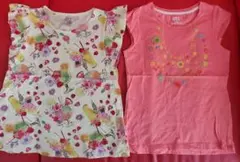 130cm ユニクロ UT 女の子 半袖Tシャツ 2枚セットトロピカル フルーツ