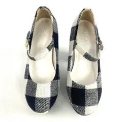 新品 美フォルム 11cm太ヒール 痛くない ストラップ パンプス 24cm 黒