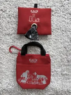 KALDI 犬イラスト付き小型バッグ＆うんち袋