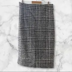千鳥柄 チェック タイト スカート ウール混