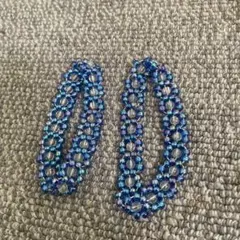 匿名配送　青系ビーズのブレスレット2個セット